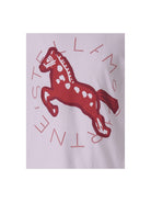 T-shirt per bambino Stella McCartney Kids bianca con stampa cavallo sul davanti - Rubino Kids