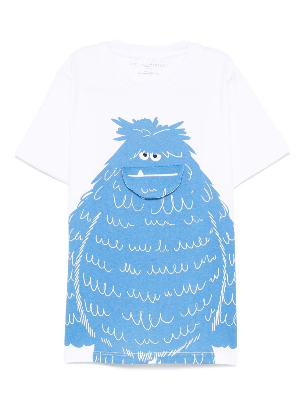 T-shirt per bambino Stella McCartney Kids bianca con stampa mostro - Rubino Kids