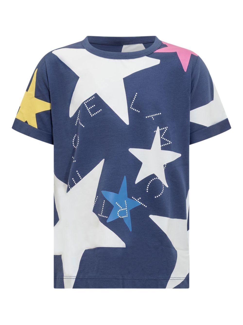 T-shirt per bambino Stella McCartney Kids blu con stampa a stella - Rubino Kids