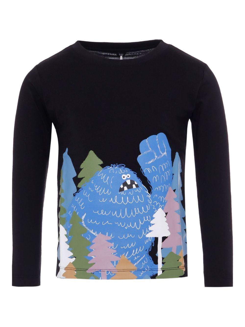 T-shirt per bambino Stella McCartney Kids nera con grafica Bigfoot - Rubino Kids