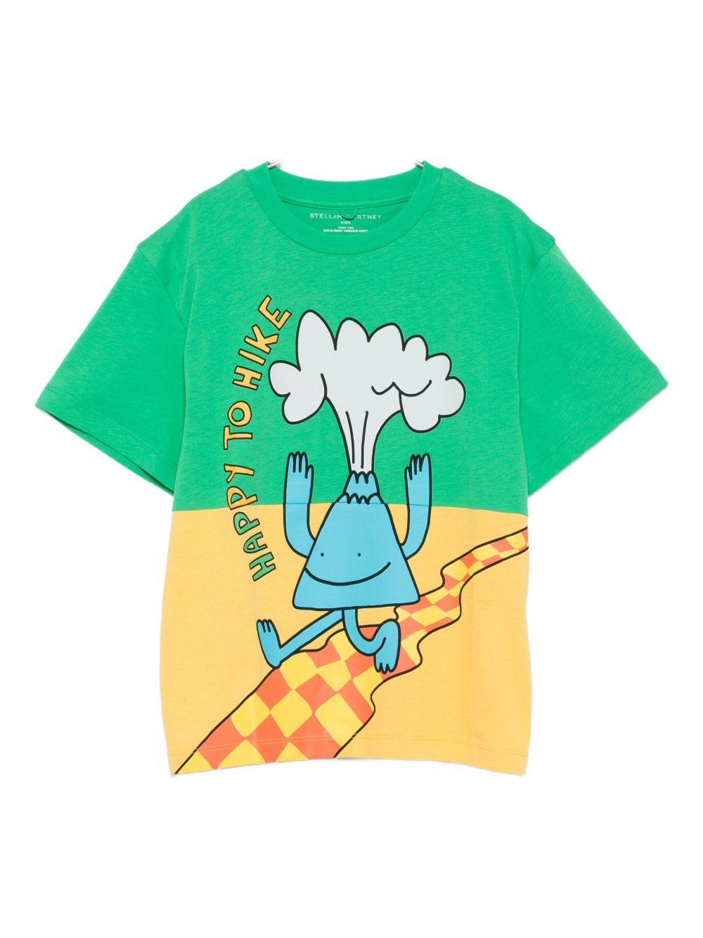 T-shirt per bambino Stella McCartney Kids verde con stampa grafica - Rubino Kids
