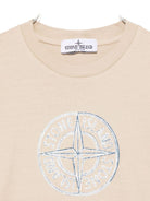 T-shirt per bambino Stone Island Junior beige con caratteristico logo sul davanti - Rubino Kids