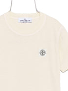 T-shirt per bambino Stone Island Junior beige con logo sul davanti - Rubino Kids