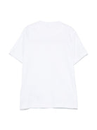 T-shirt per bambino Stone Island Junior bianco con ricamo con orlo dritto - Rubino Kids