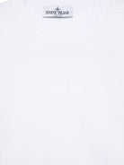T-shirt per bambino Stone Island Junior bianco con ricamo con orlo dritto - Rubino Kids