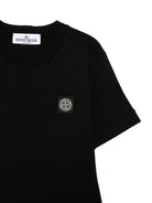 T-shirt per bambino Stone Island Junior nero con applicazione Compass - Rubino Kids