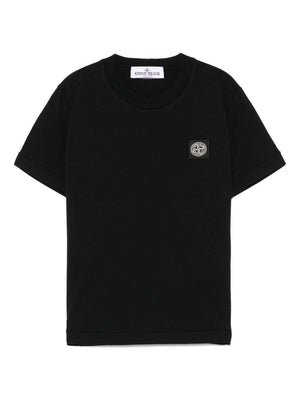 Stone Island Junior black T-shirt with Compass appliqué for boys