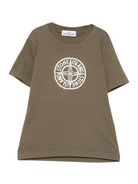 T-shirt per bambino Stone Island Junior verde con caratteristico logo sul davanti - Rubino Kids