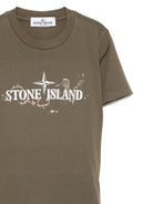 T-shirt per bambino Stone Island Junior verde con stampa del logo - Rubino Kids