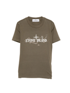 T-shirt per bambino Stone Island Junior verde con stampa del logo - Rubino Kids