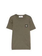 T-shirt per bambino Stone Island Junior verde con toppa a forma di bussola - Rubino Kids