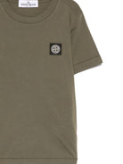 T-shirt per bambino Stone Island Junior verde con toppa a forma di bussola - Rubino Kids