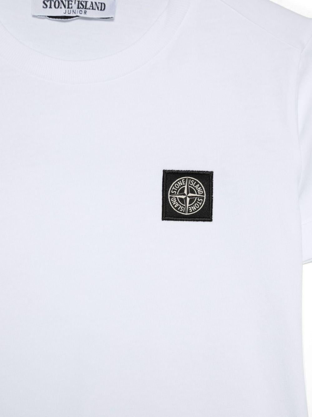 T-shirt per bambino Stone Island Kids bianca a girocollo - Rubino Kids