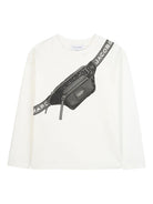 T-shirt per bambino The Marc Jacobs Kids bianco a maniche lunghe con stampa trompe l'oeil - Rubino Kids