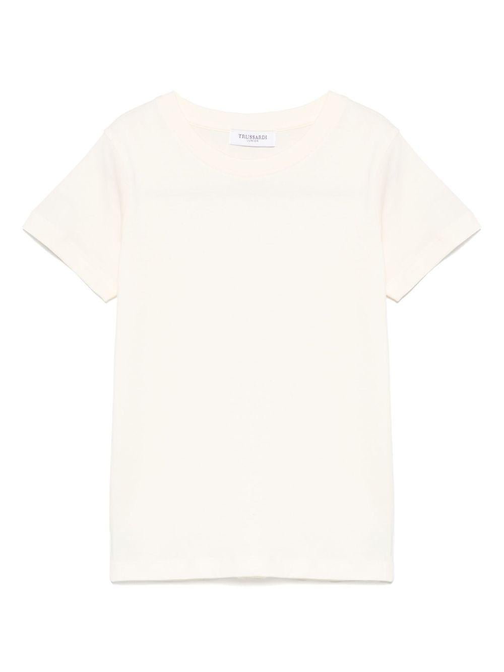 T-shirt per bambino TRUSSARDI JUNIOR beige con logo floccato - Rubino Kids