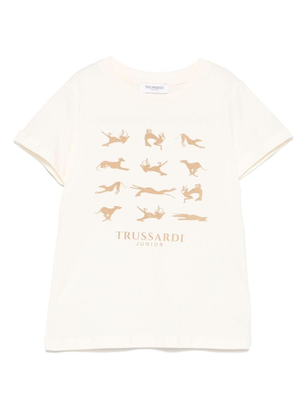 T-shirt per bambino TRUSSARDI JUNIOR beige con stampa grafica - Rubino Kids