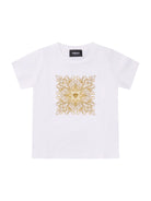 T-shirt per bambino Versace Kids bianca con stampa grafica sul davanti - Rubino Kids