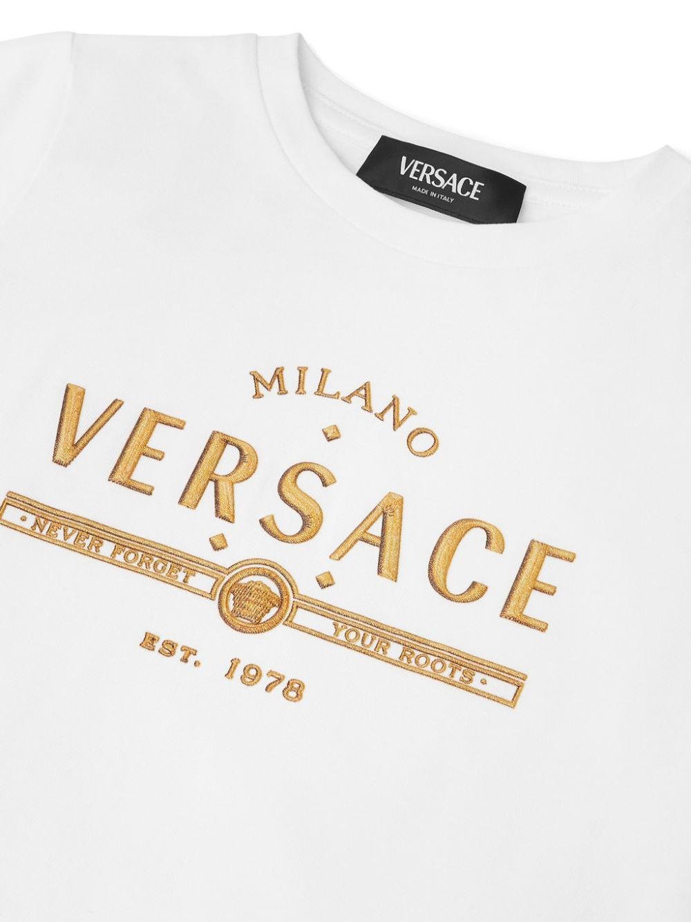 Versace Kids white T-shirt with gold logo | Offer Price