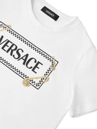 T-shirt per bambino Versace Kids bianco con stampa logo - Rubino Kids