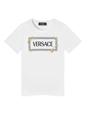 T-shirt per bambino Versace Kids bianco con stampa logo