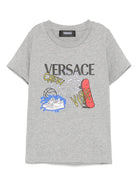 T-shirt per bambino Versace Kids grigio con stampa Medusa - Rubino Kids