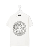 T-shirt per bambino Versace Kids Medusa bianco con stampa Medusa - Rubino Kids