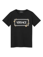 T-shirt per bambino Versace Kids nero con stampa logo - Rubino Kids