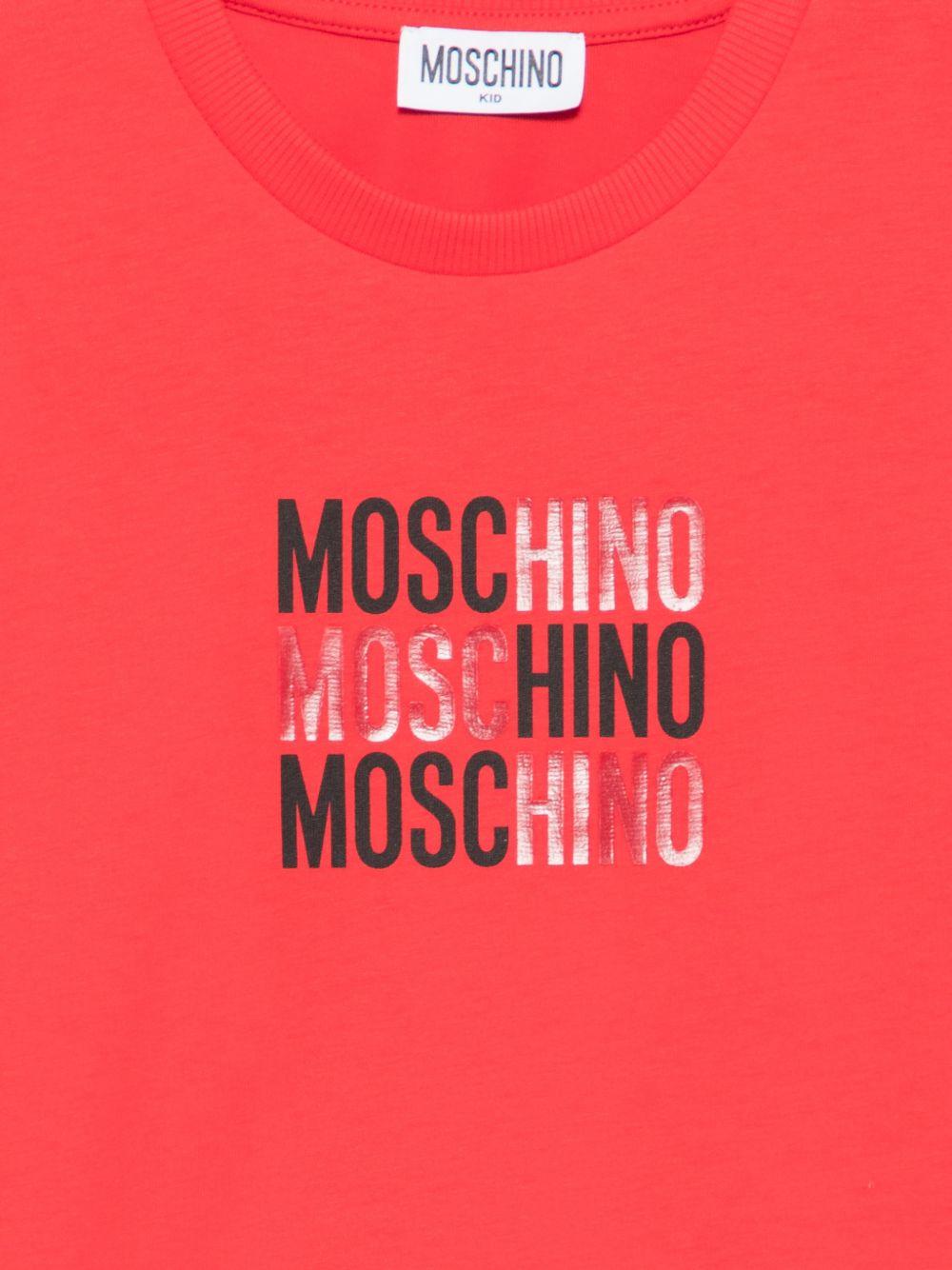 T-shirt per basmbino Moschino Kids rossa con stampa grafica - Rubino Kids