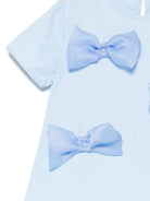 T-shirt per neonata A'lapage azzurro in cotone con dettaglio fiocchi - Rubino Kids