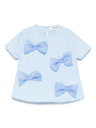 T-shirt per neonata A'lapage azzurro in cotone con dettaglio fiocchi - Rubino Kids