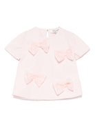 T-shirt per neonata A'lapage rosa in cotone con dettaglio fiocchi - Rubino Kids