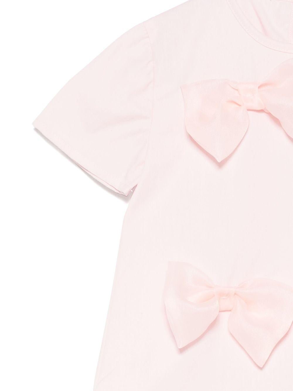 T-shirt per neonata A'lapage rosa in cotone con dettaglio fiocchi - Rubino Kids