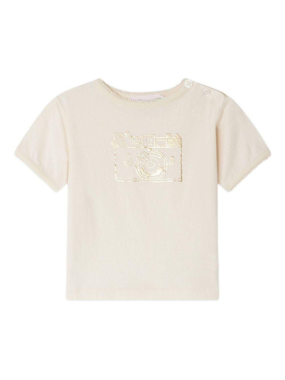 T-shirt per neonata Bonpoint beige con stampa sul davanti - Rubino Kids
