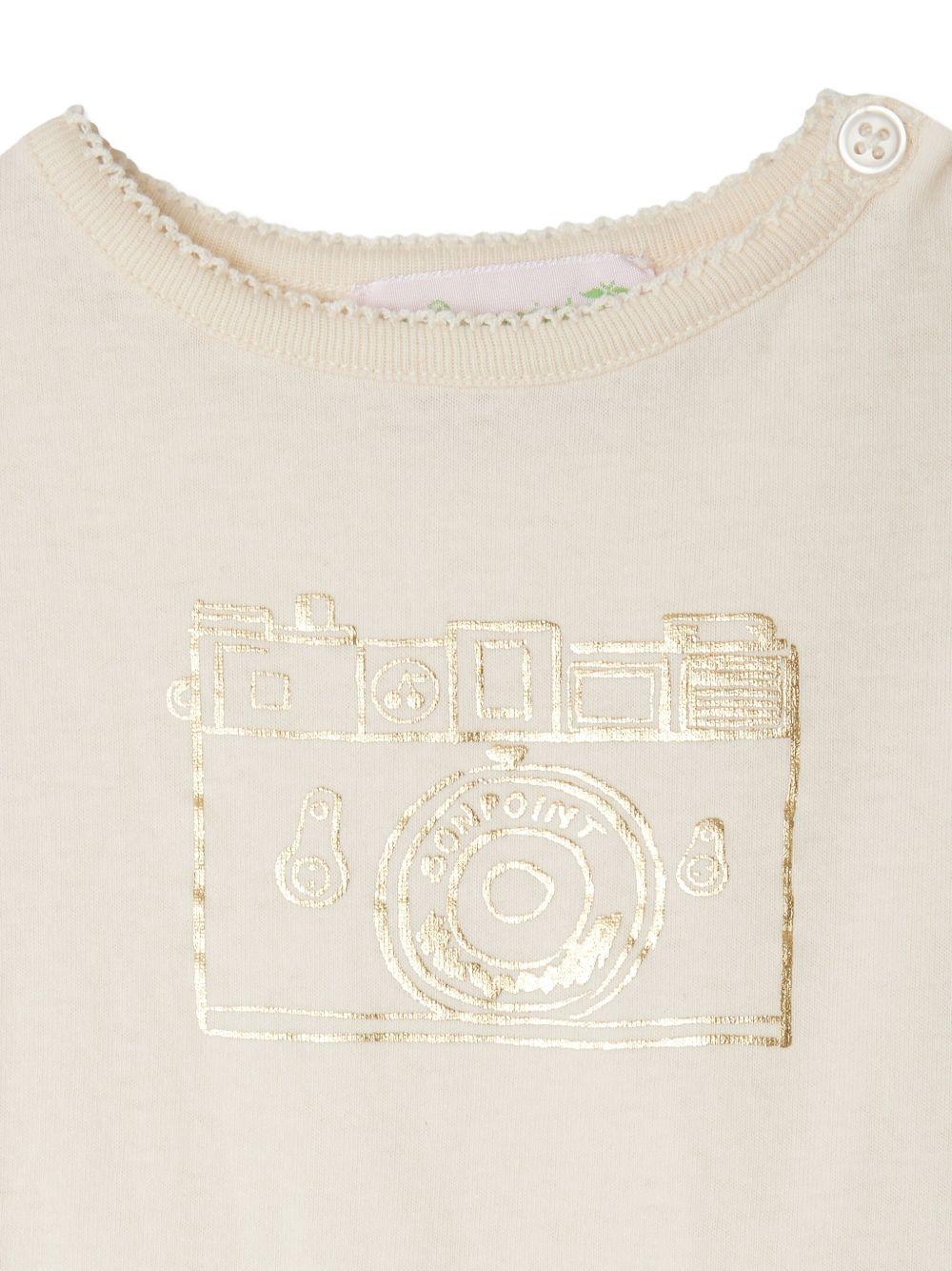 T-shirt per neonata Bonpoint beige con stampa sul davanti - Rubino Kids