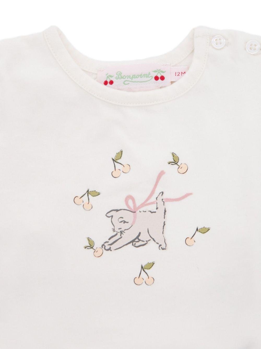 T-shirt per neonata Bonpoint bianca a maniche lunghe - Rubino Kids