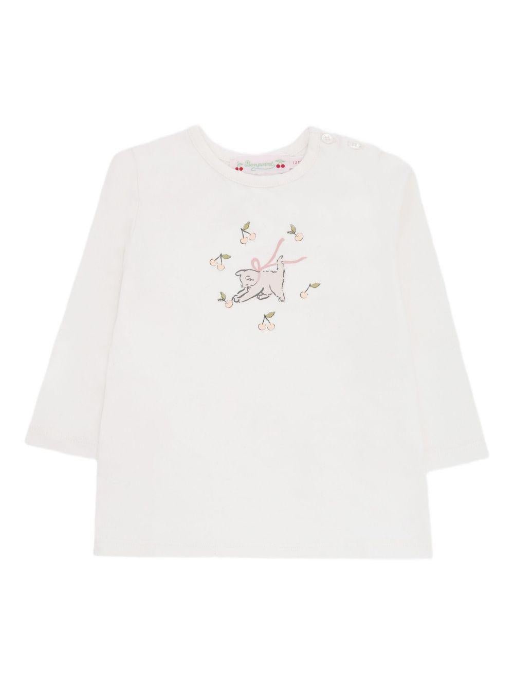 T-shirt per neonata Bonpoint bianca a maniche lunghe - Rubino Kids