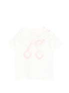 T-shirt per neonata Bonpoint bianca con stampa ciliegie sul davanti - Rubino Kids