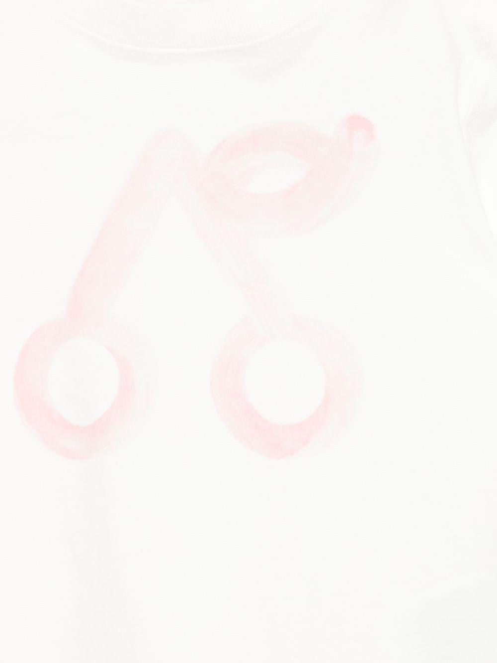 T-shirt per neonata Bonpoint bianca con stampa ciliegie sul davanti - Rubino Kids