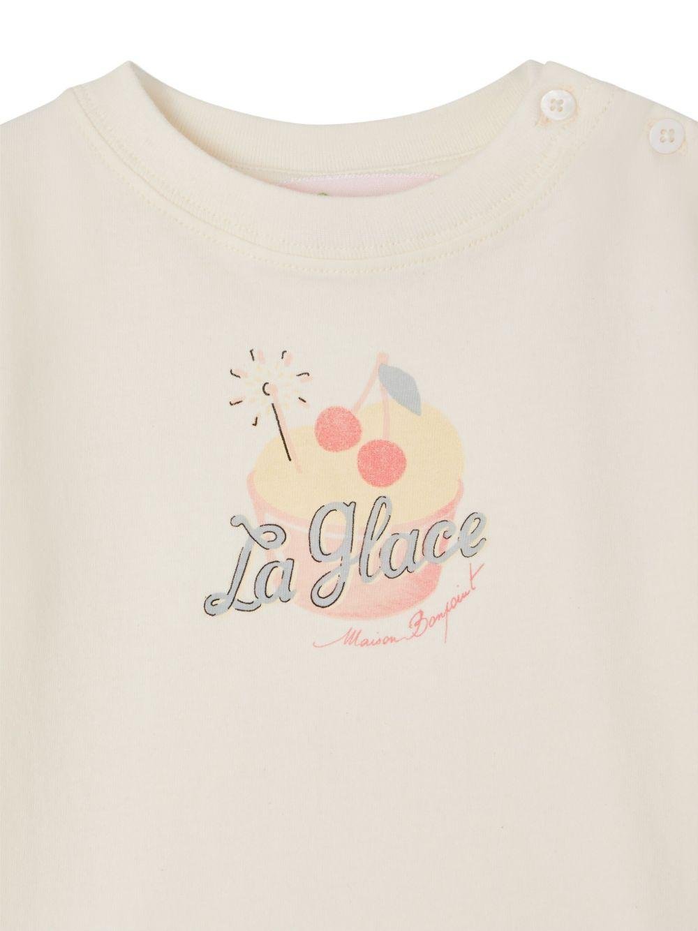 T-shirt per neonata Bonpoint Dom bianco con stampa sul davanti - Rubino Kids