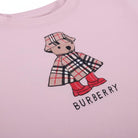 T-shirt per neonata Burberry Kids rosa con stampa orsetto e logo sul davanti - Rubino Kids