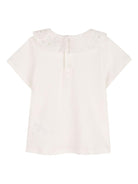 T-shirt per neonata Chloé Kids bianca con colletto alla Peter Pan in pizzo - Rubino Kids