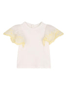 T-shirt per neonata Chloé Kids bianca con ruches - Rubino Kids
