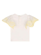 T-shirt per neonata Chloé Kids bianca con ruches - Rubino Kids