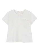 T-shirt per neonata Chloé Kids bianco con decorazione - Rubino Kids