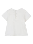 T-shirt per neonata Chloé Kids bianco con decorazione - Rubino Kids