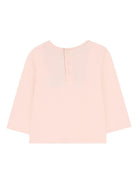 T-shirt per neonata Chloé Kids rosa a maniche lunghe con logo - Rubino Kids