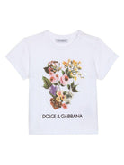 T-shirt per neonata Dolce & Gabbana Kids bianco a fiori - Rubino Kids