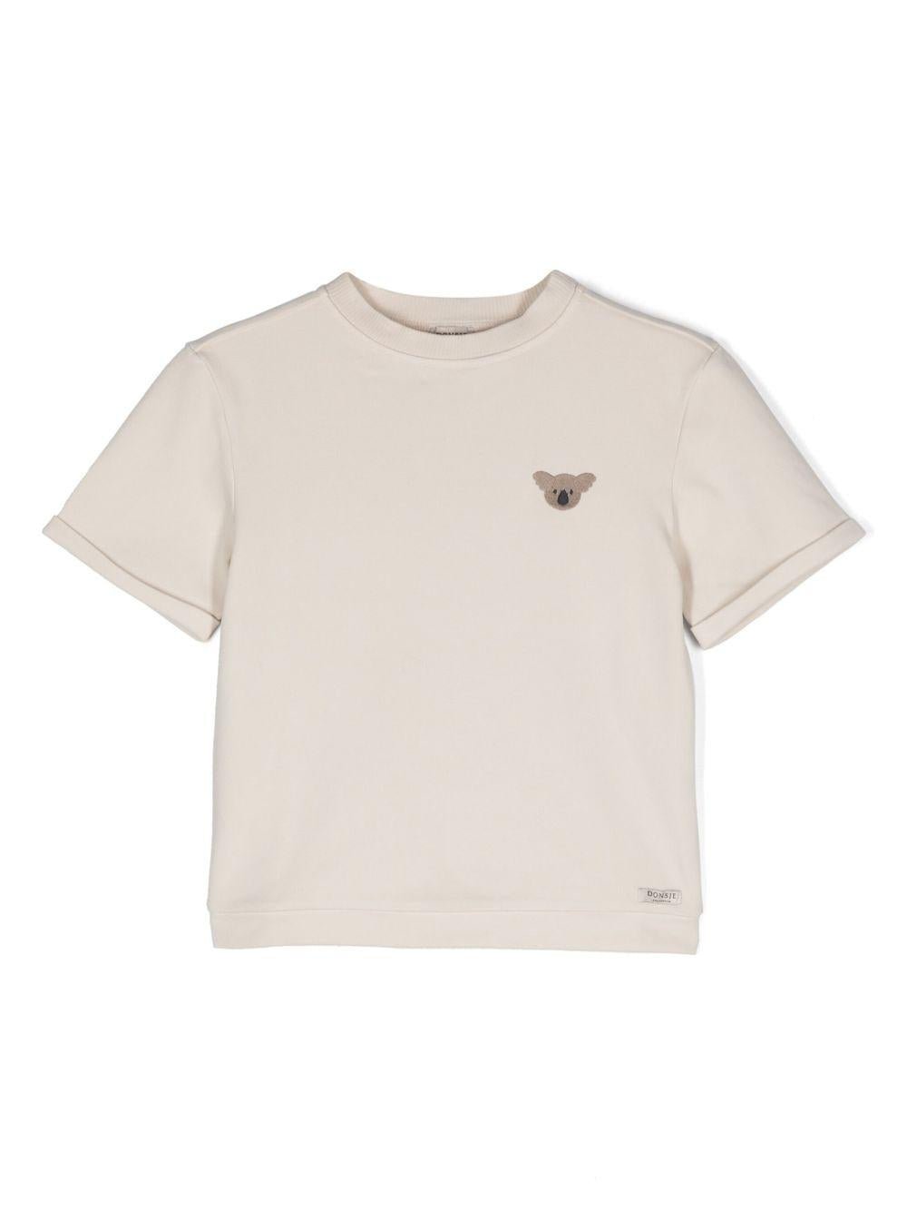 T-shirt per neonata Donsje Jarne beige con ricamo sul petto - Rubino Kids