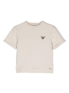 T-shirt per neonata Donsje Jarne beige con ricamo sul petto - Rubino Kids