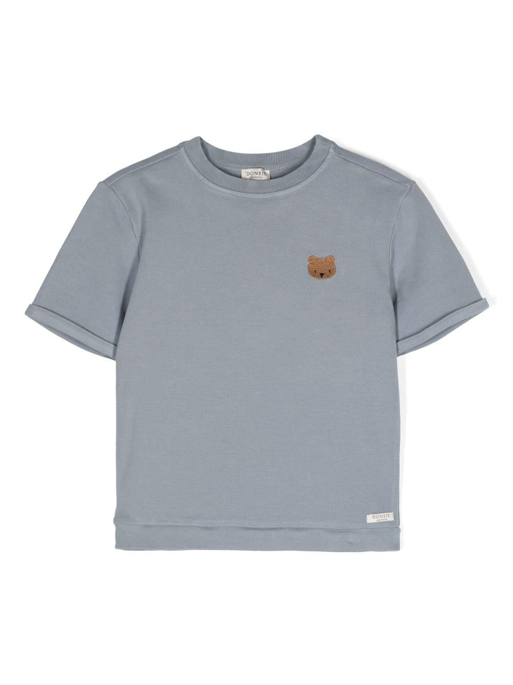 T-shirt per neonata Donsje Jarne grigio con ricamo sul petto - Rubino Kids